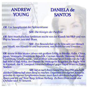 Andrew Young (Saxophon) + Daniela de Santos (Panflöte)